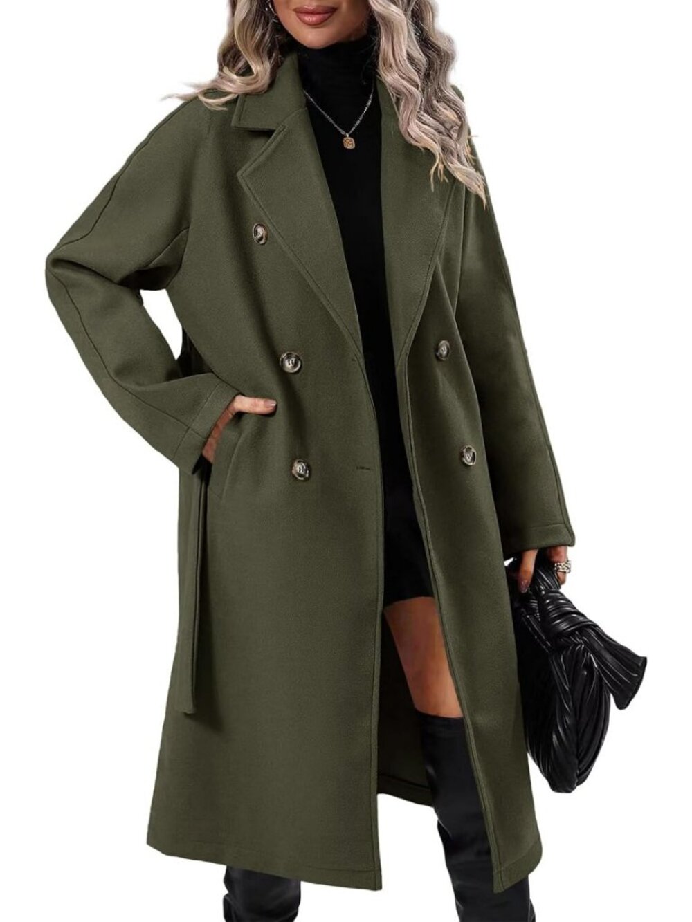 Chic Women's Wool Pea Coat - Stylish Winter Outerwear, Warm & Cozy Fashion
